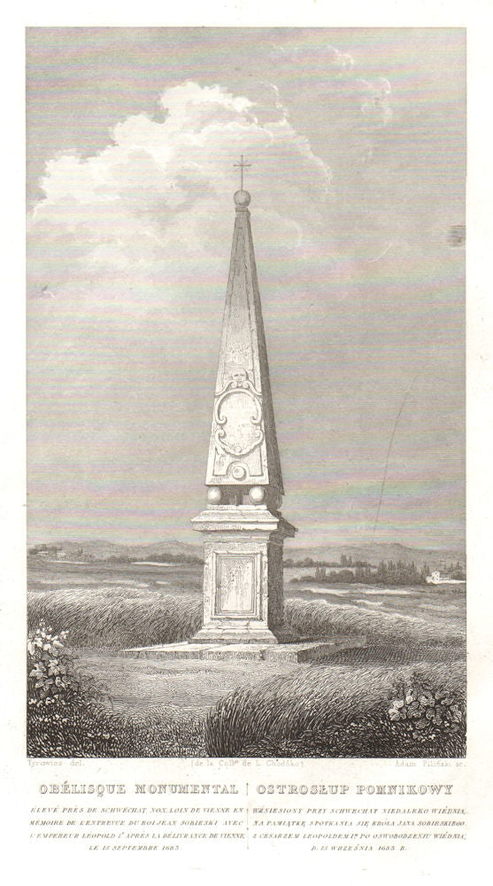 Obelisk. Emperor Leopold I & Jan Sobieski 1683 meet. Schwechat, Austria 1839